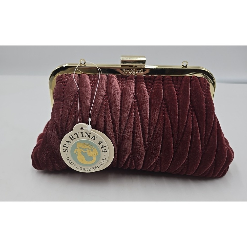 NWT Spartina 449 Velvet Dusty Mauve Southern Old-money Kiss Lock Clutch Purse - Picture 10 of 14